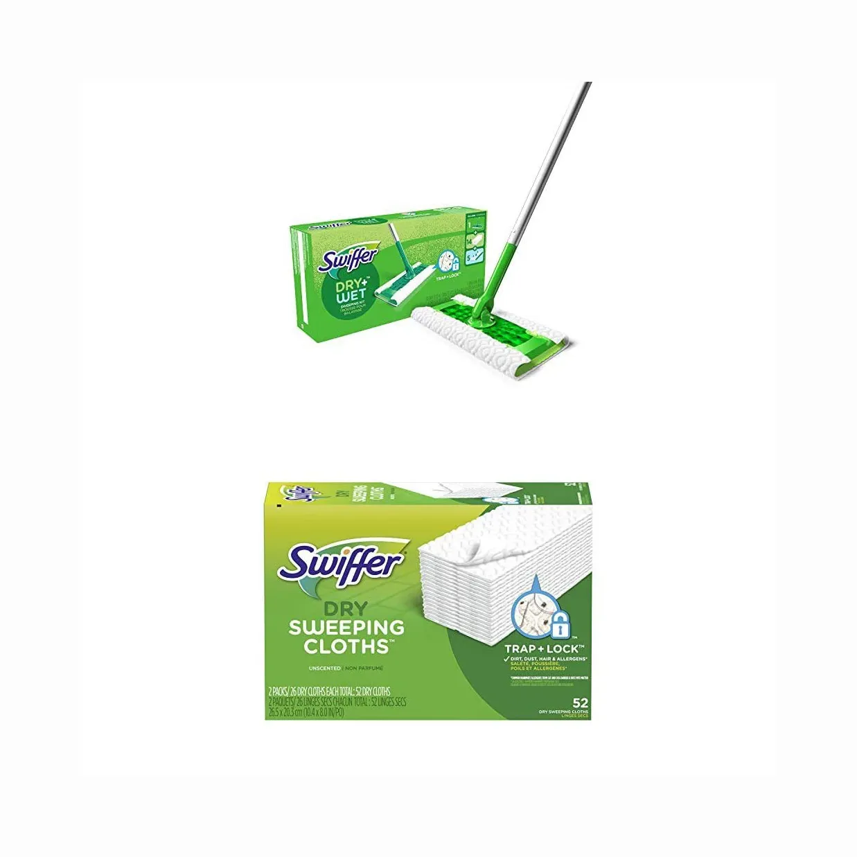 S-wiffer WetJet Nettoyant pour sols en bois dur Recharge de tampon de vadrouille, multi-surfaces, 24 pièces