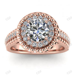 Nouveaux modèles 18K or massif rond Halo bague de fiançailles Moissanite antique demi-éternité fournisseur de bague de mariage bijoux fins - Product Image 4