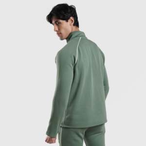 Sweat-shirt en tissu molletonné vert français, logo personnalisé, taille XL, fermeture éclair, design 3D, patchwork brodé, impression sérigraphique - Product Image 2