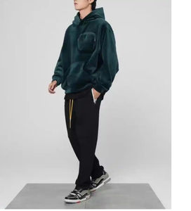 Sudaderas con Capucha de Terciopelo Bordadas Personalizadas para Hombre, Dos Bolsillos Delanteros, Suministro OEM, Técnica Lavada, Talla Grande, Logotipo Personalizado, Verano - Product Image 5