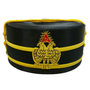 Chapeau de Commandeur Ancien Chevalier Templier Maçonnique, Noir avec Croix Rouge, Qualité Premium Standard - Product Image 3