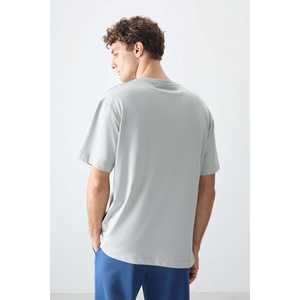 T-shirt pour homme 100% coton, épais, doux, texturé, coupe ample, imprimé - 88356, fabriqué en jersey de coton - Product Image 2