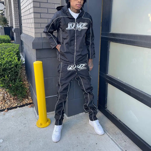 Nouvelle collection hiver 2025, streetwear, logo personnalisé, réfléchissant 3M, coupe-vent lourd, 100% nylon, jogging, survêtement pour homme, ensembles coupe-vent - Product Image 3