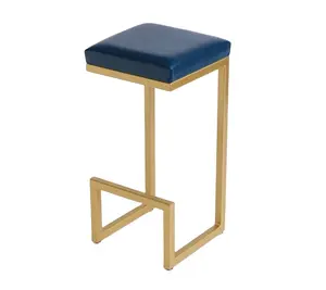 New arrive Wholesale Elegant Style Hand-made Bar stools in Old Navy Leather And Gold frame for counter top breakfast bar uses