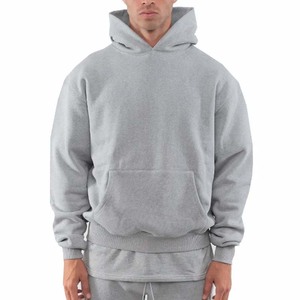 Pull en polaire d'hiver à logo personnalisé Sweat à capuche surdimensionné XS en éponge française épaisse à épaules tombantes en coton imprimé solide à capuche - Product Image 3