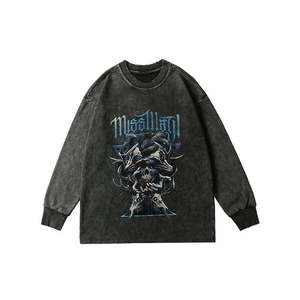 Sudaderas de hombre de talla grande lavadas Vintage de peso pesado de alta calidad, jerséis sólidos desgastados de diseño personalizado, sudaderas - Product Image 6