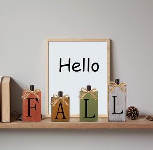 Fall Decorations for Home Thanksgiving <b>Signs</b> for Home Decor Fall <b>Wooden</b> Table Sign Vintage Farmhouse Fall Block Sign - Product Image 2