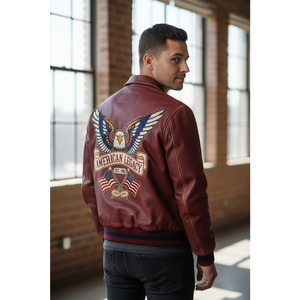 High-End Coated Canvas <b>Leather</b> Men's Bomber <b>Jacket</b> Stand Collar Breathable Windproof <b>Winter</b> Ready Front Pockets OEM Service - Product Image 2