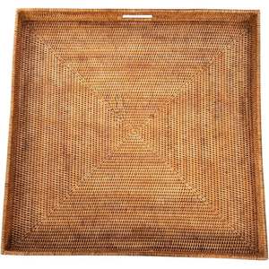 Kouboo La Jolla Bandeja de ratán marrón miel extra grande Elegante bandeja decorativa - Product Image 2