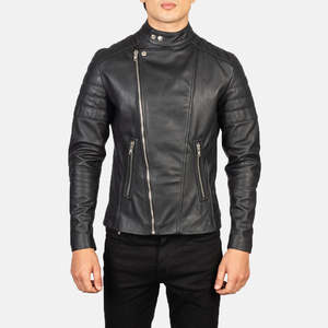 Faisor ODM <b>Biker</b> <b>Jacket</b> in Black Genuine Cowhide Leather Reversible with Coating XS to 6XL Sizes for Autumn Season - Product Image 4