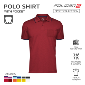 Poligan S Polos Hombres con bolsillo Micro Poliéster 100% Absorción de humedad Transpirable PS003 Polos Hombres Manga corta - Product Image 2