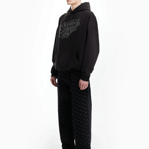 ชุดเสื้อมีฮู้ดติดซิปแบบเต็มแผ่นปะเย็บปักลายติดพลอยเทียมทำให้แดดซีดจางสไตล์วินเทจออกแบบโลโก้ได้ตามต้องการ - Product Image 3