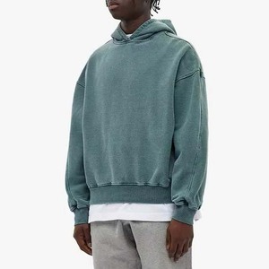 Sweat à capuche personnalisé lavé à l'acide pour hommes Streetwear à capuche en coton épais pour l'hiver - Product Image 2