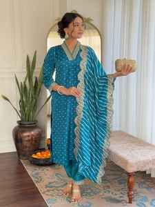 Nuevo diseñador Heavy Pure Muslin Silk Long Pakistani Suit Fancy Style Indian & Pakistani Clothing con Top Pant Dupptta - Product Image 4