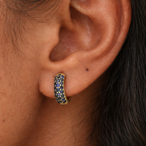 Sapphire Bold <b>Huggies</b> Fashion Hoop <b>Earrings</b> - Product Image 2