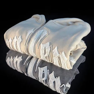 2025เสื้อมีฮู้ดแบบสวมหัวมีซิปผ้าคอตตอนเนื้อหนาหนาปักโลโก้ได้ตามต้องการ - Product Image 3