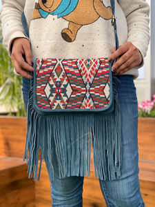 Nouveau fait à la main Offre Spéciale Jacquard daim cuir frange sac à bandoulière multi-usage nouveau Design Vintage sac à bandoulière pas cher taux produit en vrac - Product Image 2