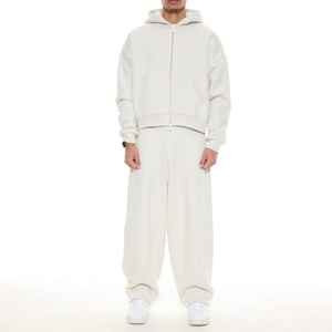 High Quality Casual Oversized <b>Zip</b>-<b>Up</b> <b>Hoodies</b> and Jogger Set Unisex Streetwear Heavyweight Custom Logo Tracksuit Sweatpants - Product Image 6