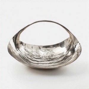 Round Fruit Bowl with Shiny Nickel Coating, Artistic Wire <b>Weave</b> and Flat Base for Secure and Decorative Display - Product Image 3