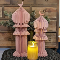 Décorations Islamiques Eid Mubarak, Topper de Table 3D pour Ramadan, Centre de Table Nid d'Abeille pour Fête Islamique, Fournitures à Domicile