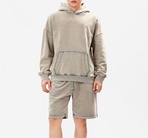 Durable Quality Men Winter Acid Washed Fleece <b>Hoodies</b> 100% Cotton <b>Lightweight</b> Breathable Custom Logo Printing OEM Design - Product Image 2