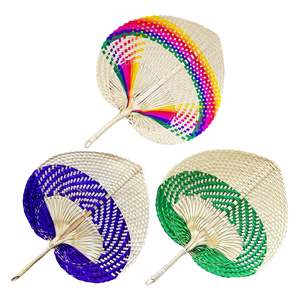 Abanico de Mano Tradicional de Bambú Mini con Hoja de Palma y Rafia, Abanico Vietnamita Tallado para Bodas de Verano - Product Image 5