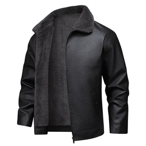 Chaqueta de Cuero Sintético para Hombre Otoño Invierno, Abrigo de Motociclista Negro con Cortavientos, Ropa de Calle Moderna, Estilo Motero Informal - Product Image 1