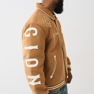 Veste bomber varsity pour homme en gros 2025, col montant fin, avec patchs en chenille, design de baseball personnalisé, haute qualité - Product Image 5