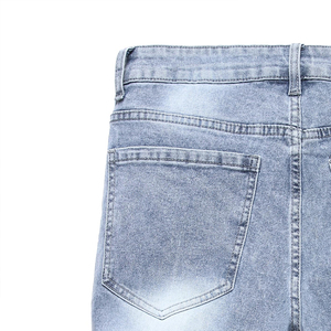 Pantalones cortos de mezclilla desgastados para hombre con logotipo personalizado a la venta 100% algodón casual patrón sólido ropa de calle Estilo Vintage - Product Image 4