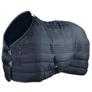 Couverture d'extérieur matelassée pour cheval, noire, col standard, rabat de queue moyen, 2 sangles de jambe, pour usage hivernal en extérieur - Product Image 1