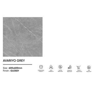 Avariyo พอร์ซเลนขัดเงาสีเทาขนาด60x60ซม., สุพีเรียซูเปอร์ดิจิทัลเคลือบที่ทันสมัยห้องครัวห้องน้ำ backsplashes หรูหราเน้นป้องกันการลื่น - Product Image 3