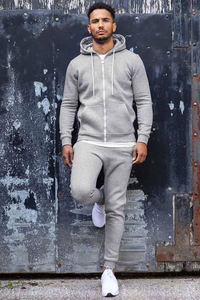 Sweat à capuche tendance en molleton gris dynamique coupe classique coupe-vent 100% coton pour homme avec ourlet et poignets côtelés Vêtement décontracté Automne Écologique - Product Image 2