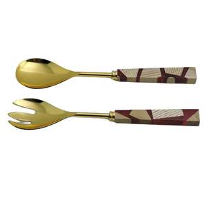 Ensemble de 2 couverts à salade faits à la main en acier inoxydable avec poignée en os naturel et accessoires de cuisine pour hôtels - Product Image 6