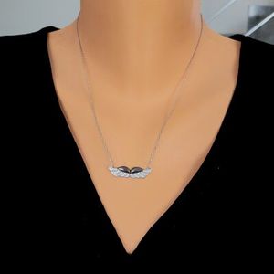 Collar de Plata de Ley 925 con Alas de Ángel y Piedra Blanca, Collar con Cristal Blanco - Product Image 1