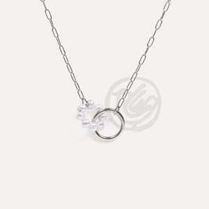 Collier pendentif moderne YFB 288 P en acier inoxydable avec perle et chaîne, bijoux fins élégants - Product Image 2