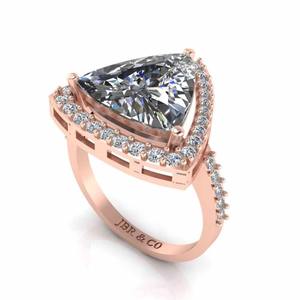 Anillo de Compromiso de Plata de Ley 925 Chapado en Oro Rosa con Piedra de Circonita Cúbica con Corte Trillón de Lujo, el Más Vendido, Ideal para Bodas - Product Image 3