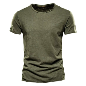 Stock Cotton Summer Men T-shirt Round neck Fashion Design Slim Fit Soild Male <b>Tops</b> Tees <b>Short</b> <b>Sleeve</b> - Product Image 2
