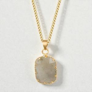 Collier avec pendentif en argent 925, pierre précieuse labradorite rectangulaire, charme fantaisie - Charms en pierres précieuses plaqués or faits à la main, vente en gros aux États-Unis - Product Image 1