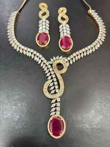 Collar de diamantes de circón CZ de lujo con pendientes, conjunto de joyas con aspecto de diamante americano para regalo de boda, fiesta elegante para mujer - Product Image 3