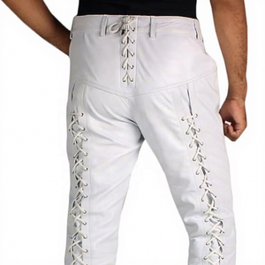 Pantalones de Hombre Estilo Gótico con Cordones, Cintura Alta, Decoración Cruzada, Corte Recto, Ropa Casual - Product Image 5