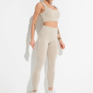 Traje de fitness para mujer yoga correr conjunto de dos piezas de sujetador ropa interior pantalones inferiores de secado rápido - Product Image 1