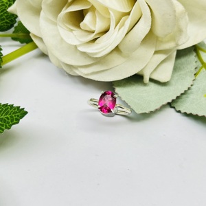 Bague en argent tourmaline rose naturelle 925 argent Sterling tourmaline rose pierre précieuse déclaration en argent fait à la main argent bohème - Product Image 2