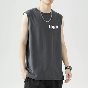 Factory Price Spandex/Cotton Gym Tank Top Quick-Drying Breathable Knitted <b>Singlet</b> Broad-Shouldered Casual Blank Plain <b>Men</b> Custom - Product Image 3