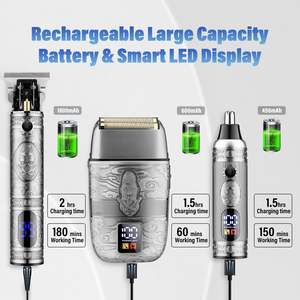 Tondeuse à barbe électrique sans fil pour homme avec lame en T, tondeuse à cheveux et rasoir nasal, alimentation par batterie - Product Image 4