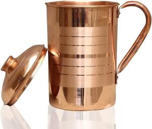 Pichet en cuivre traditionnel fabriqué à la main par des artisans ruraux durable et sûr pour stocker de l'eau potable fraîche - Product Image 6