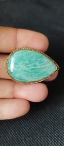 Cabujón de Amazonita con Ranuras de Latón, Cristal Curativo Increíble, Piedra Preciosa Suelta para la Fabricación de Joyas - Product Image 3