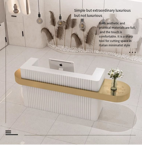 Muebles de Salón Modernos en Oferta, Muebles de Barbería de Alta Calidad con Acabado Brillante, Mostrador de Recepción para Peluquería, Hotel, Escuela - Product Image 6