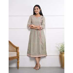 Vestido Casual Estampado de Algodón Verde, Vestido Corto Transpirable para Días de Fiesta, Vacaciones, Alta Calidad, ODM, Talla Única XS, Opciones de Tallas Grandes - Product Image 3