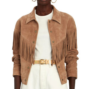 Chaqueta de Cuero de Gamuza Ecológica Premium Unisex, Transpirable, de Cuero Vacuno, Diseño Sólido Personalizado, Impermeable, Lisa, con Frente Recto - Product Image 1