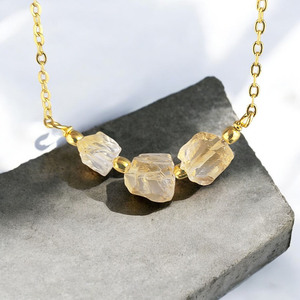 Venta al por mayor personalizable energía equilibrio moissanita collar piedra natal encantos áspero citrino curación Chakra collar de piedras preciosas - Product Image 5